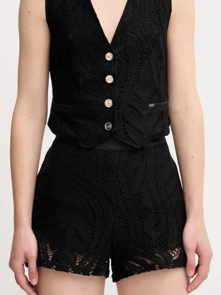 Gaudi pantaloni scurti femei cu imprimeu high waist negru