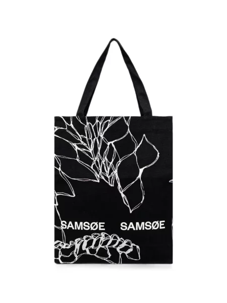 Geantă shopper Samsøe Samsøe cu model floral cu imagine negru