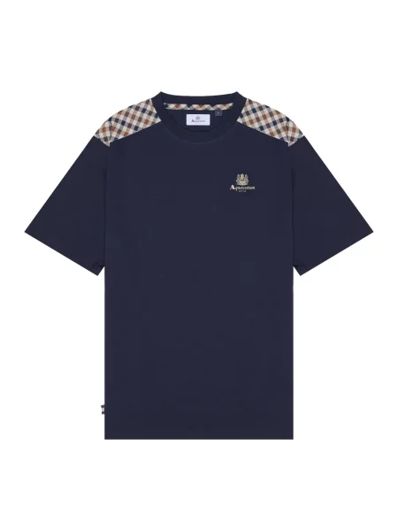 Koszulka Aquascutum w kratę niebieska