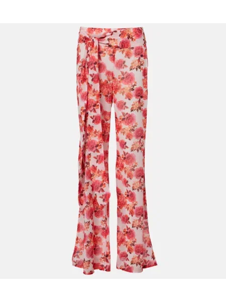 Pantaloni Bananhot cu model floral evazate roșu