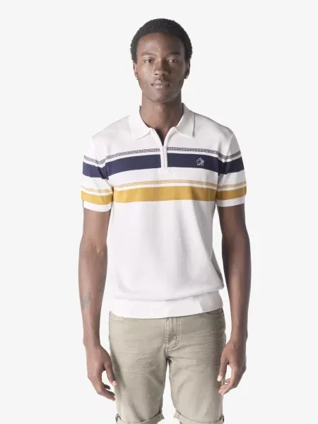 KOROSHI Tričko námořnická modř / hořčicová / offwhite