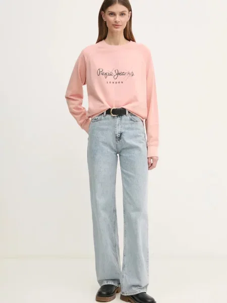 Свитер Pepe Jeans с принтом розовый