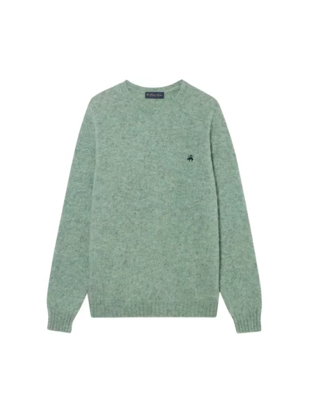Sweter Brooks Brothers wełniany z logo zielony