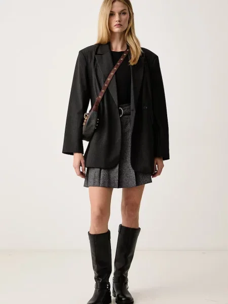 MSGM fustă plisată cu vâscoză gri