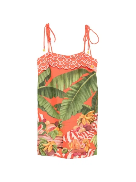 Rochie mini Farm Rio cu imagine portocaliu