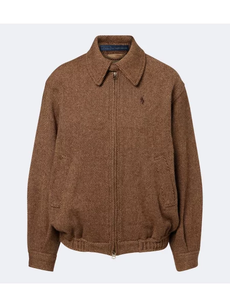 Geacă Polo Ralph Lauren de lână cu model herringbone maro