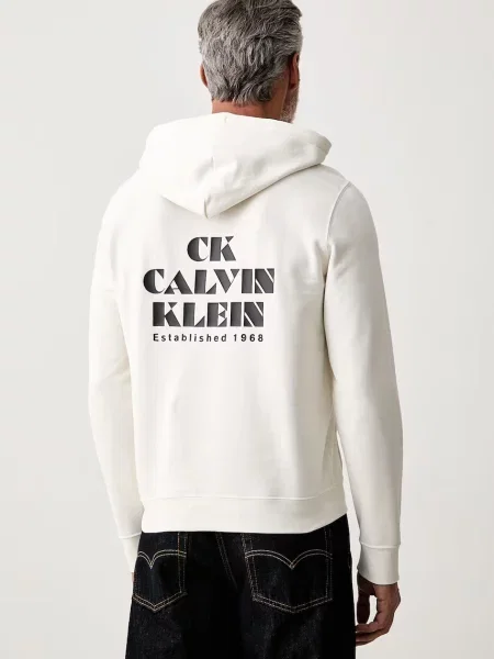 Суичър с качулка Calvin Klein Jeans с качулка бежово