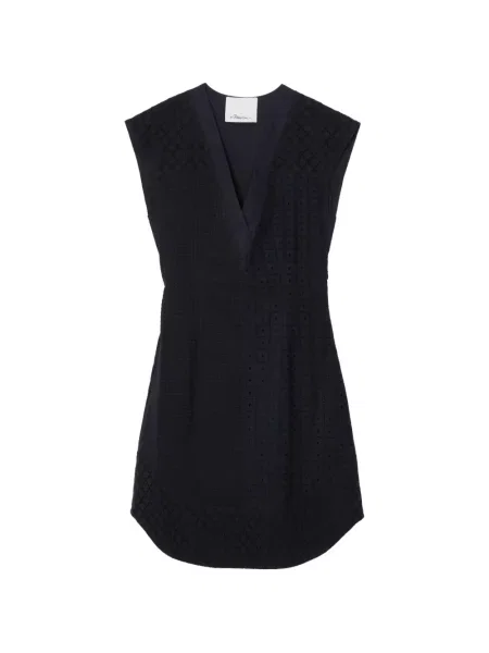 Rochie mini 3.1 Phillip Lim cu decolteu în V de costum mini albastru
