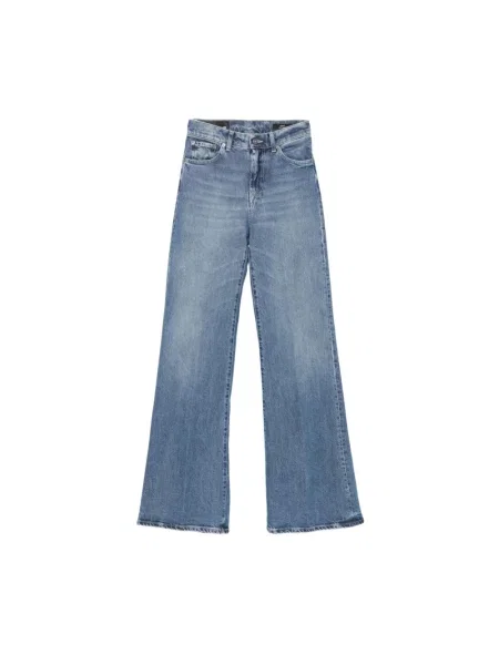Szerokie jeansy Dondup z bursztynem niebieskie
