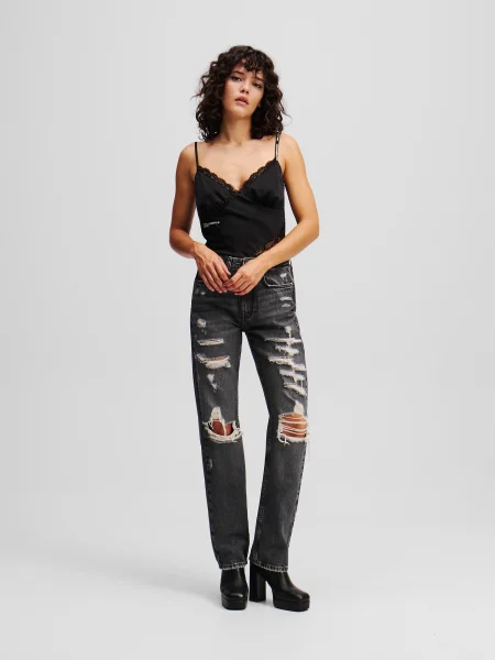 KARL LAGERFELD JEANS Kavbojke črna bela