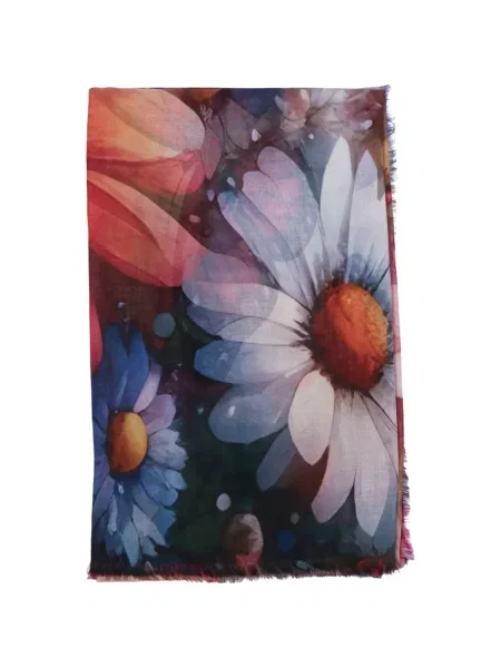 Fular D'aniello cu perle cu model floral negru