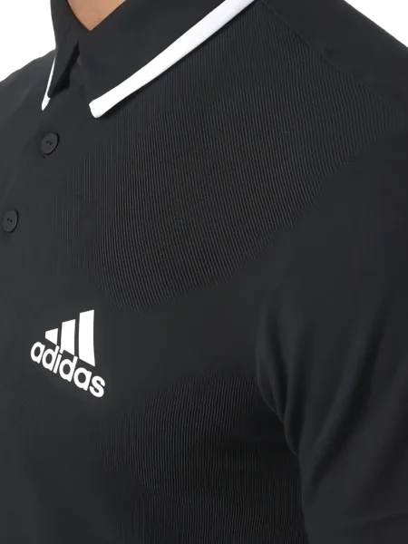 Dzianinowe haftowane polo Adidas w paski szare