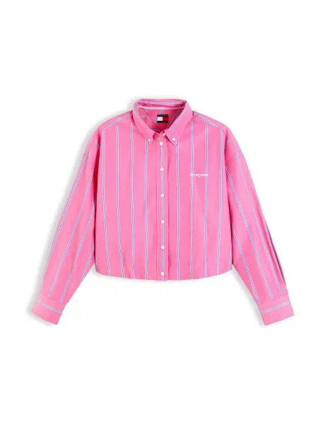 Tommy Jeans Bluză azuriu / roz alb