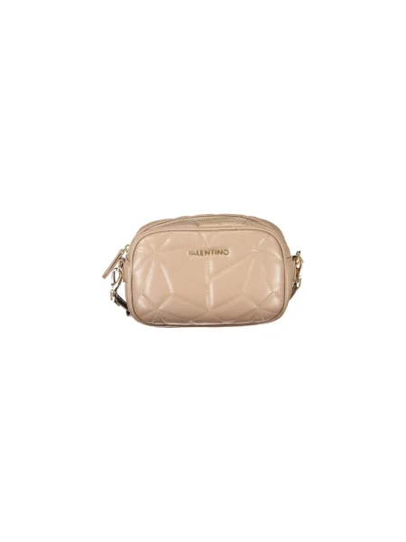 Lniana torebka Valentino Bags biznesowa brązowa