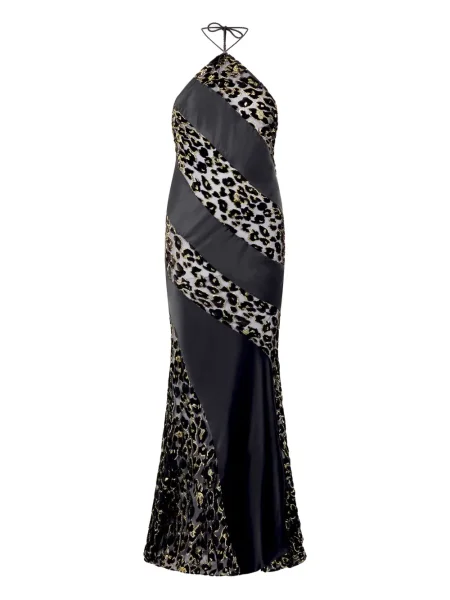 Rochie Roberto Cavalli cu imagine cu gât halter de costum negru