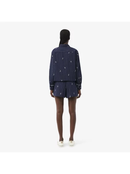 Lacoste Szorty W Paski Oversize granatowe