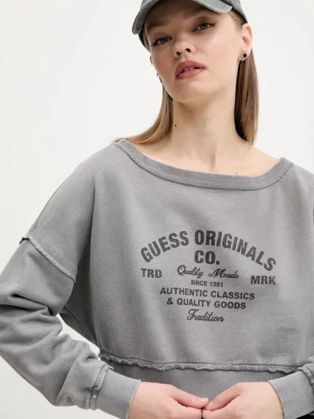 Суитчър Guess Originals с принт сиво