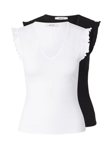 ABOUT YOU Tricou Liliane negru alb