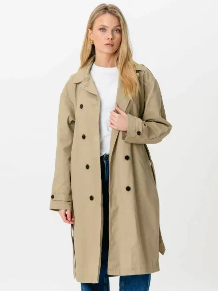 TEESHOPPEN Palton de primăvară-toamnă Linea Trenchcoat bej