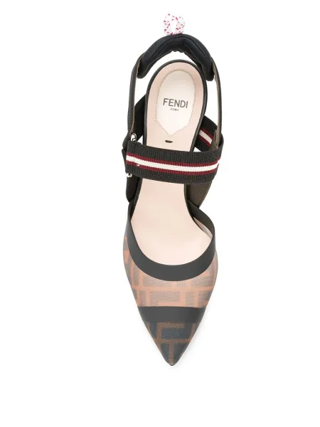 Pantofi cu toc Fendi slingback maro