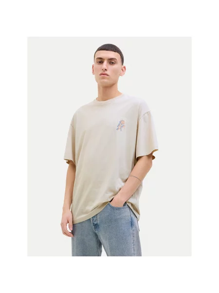 Jack&Jones Футболка Charge Relaxed Fit бежевий