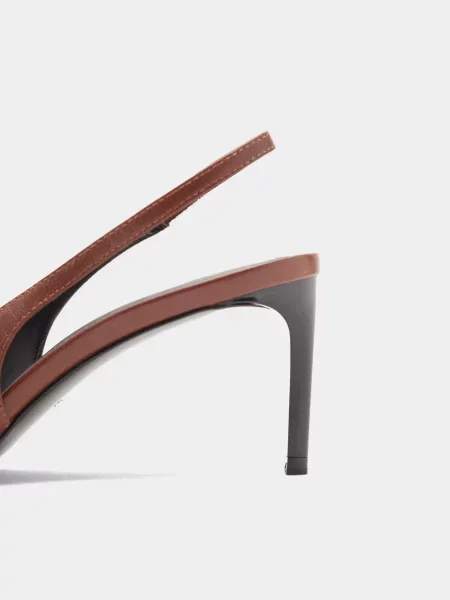 Шкіряні Туфлі-човники MANGO темно-коричневий коричневі