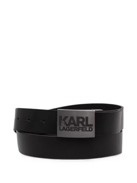Curea Karl Lagerfeld din piele cu autograf negru