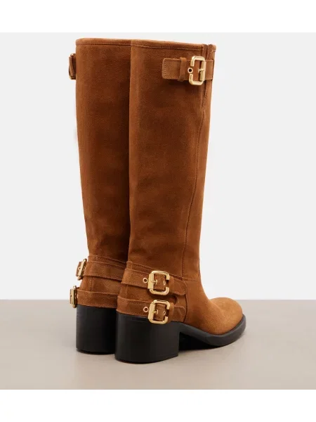 Botine Chloé din piele de căprioară maro