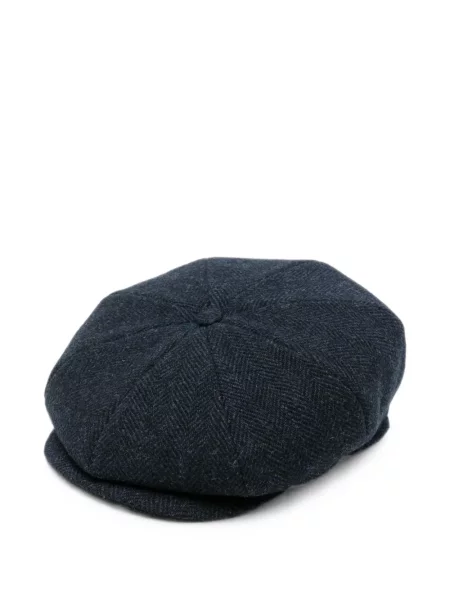 Căciulă Gran Sasso de lână fără toc cu model herringbone albastru