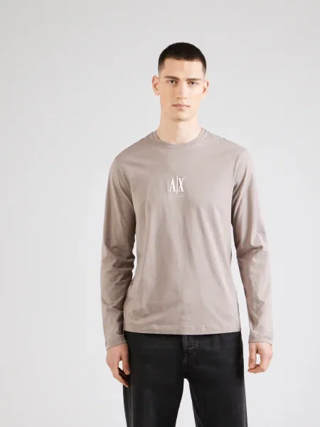 ARMANI EXCHANGE Tricou bej închis alb