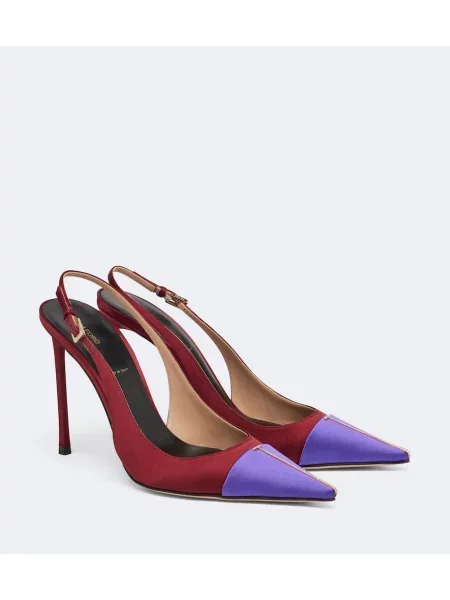 Pantofi cu toc Tom Ford din satin slingback violet