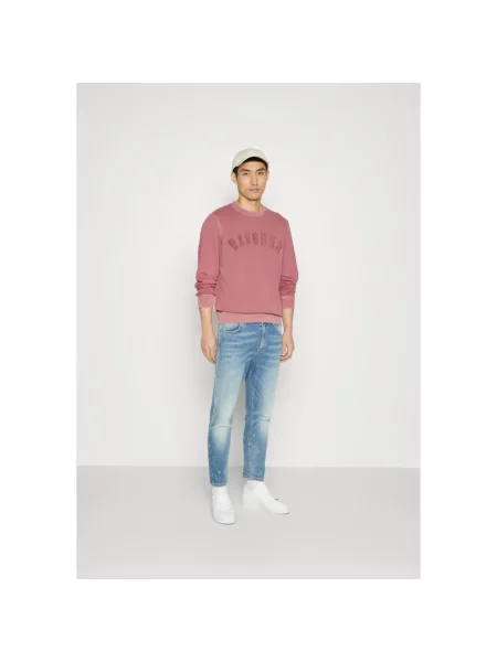 Bluza nierozpinana Barbour z okrągłym dekoltem z logo różowa