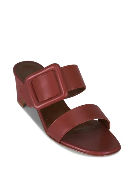 Sandale Manolo Blahnik cu cataramă cu bretele roșu