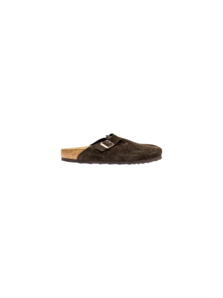 Klapki Birkenstock zamszowe brązowe