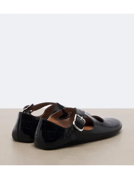 Balerini Alaïa din piele negru