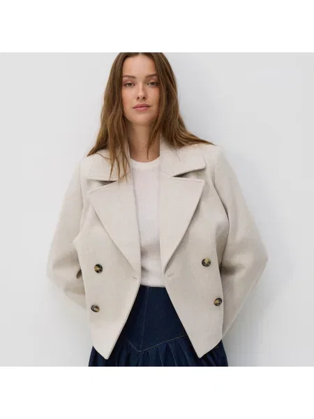 Reserved Bunda s příměsí vlny béžová