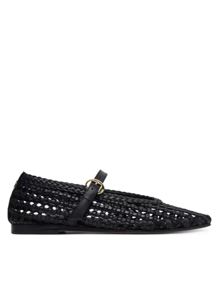 Tommy Hilfiger baleríny WOVEN LEATHER MIX BALLERINA čierna