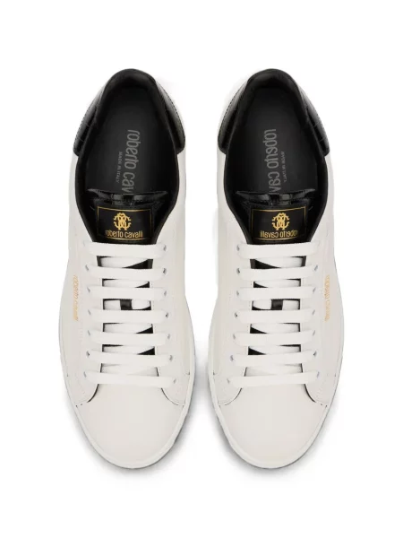 Sneakerși Roberto Cavalli din piele alb