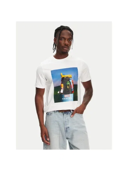 Hunter T-shirt Brodie Graphic Regular Fit bijela