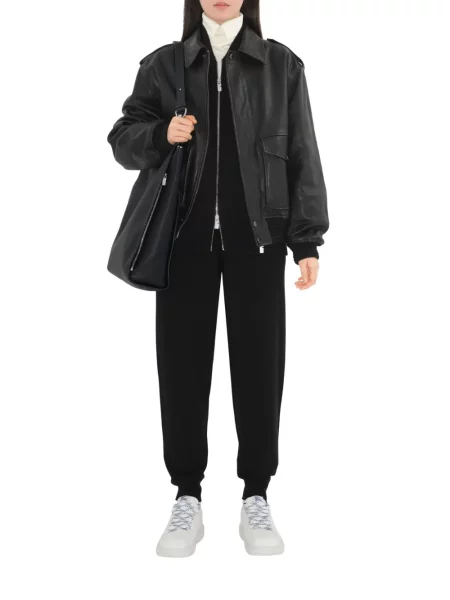 Pantaloni Burberry cu broderie alergare negru