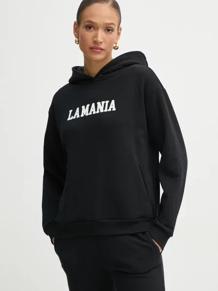 Bluză La Mania cu glugă negru