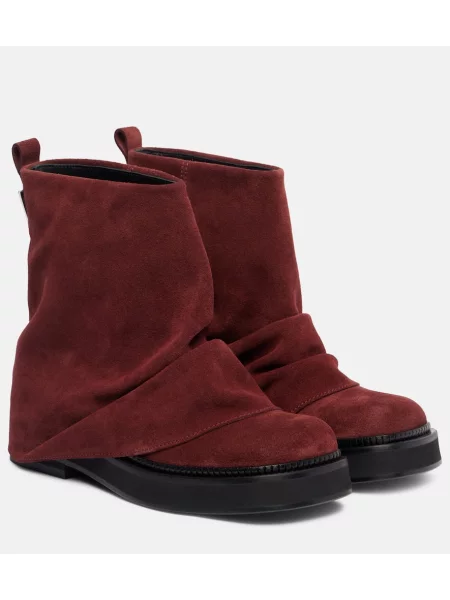 Botine The Attico din piele de căprioară bordo