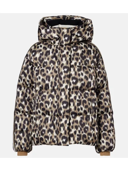 Jeździć na nartach kurtka narciarska Fusalp z nadrukiem w panterkę brązowa