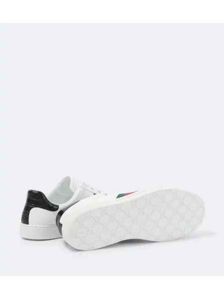Bőr csíkos sneaker Gucci Ace fehér