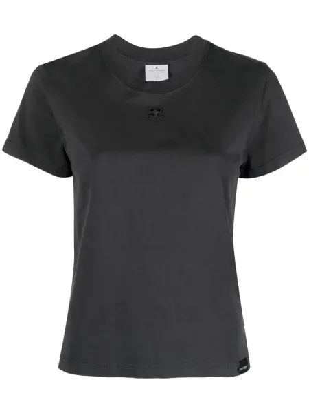 Tricou Courreges cu broderie gri