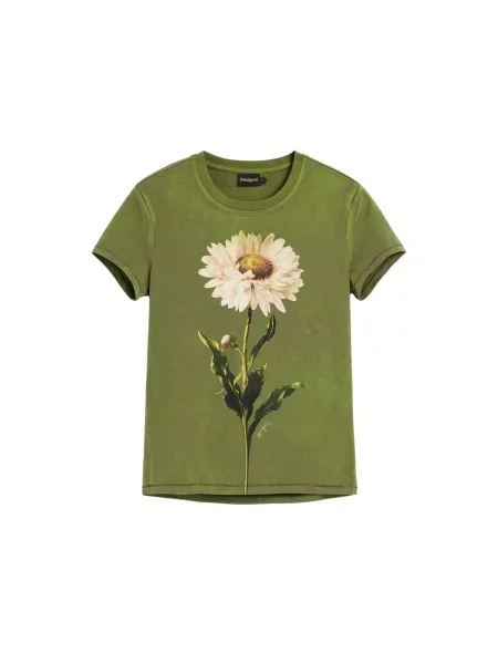 Desigual Tricou deschis / maro deschis / verde / verde închis bej