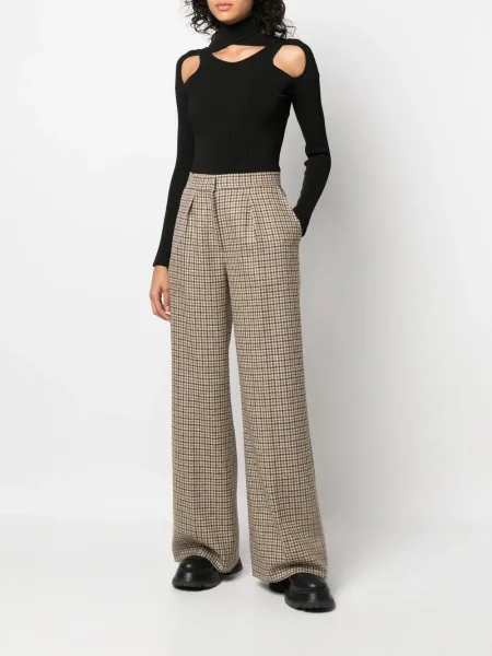 Pantaloni Palm Angels în carouri maro