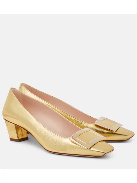 Pantofi cu toc Roger Vivier din piele auriu