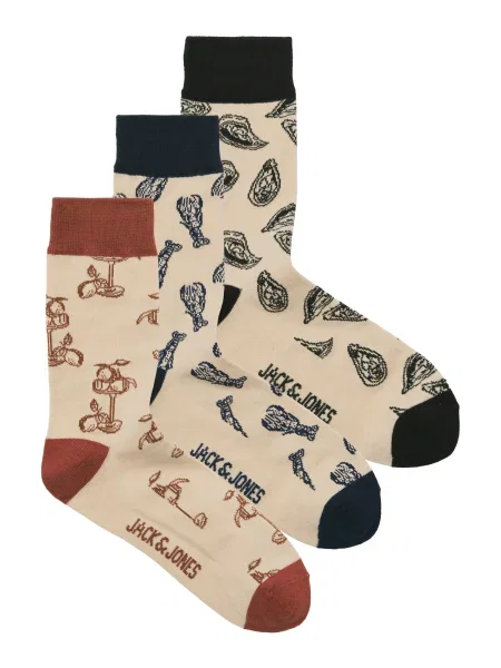 JACK & JONES Nogavice bež / temno modra / rjasto rjava črna