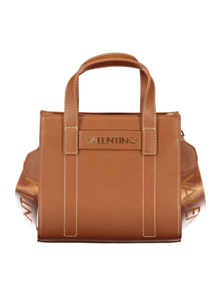 Lniana torebka Valentino Bags brązowa